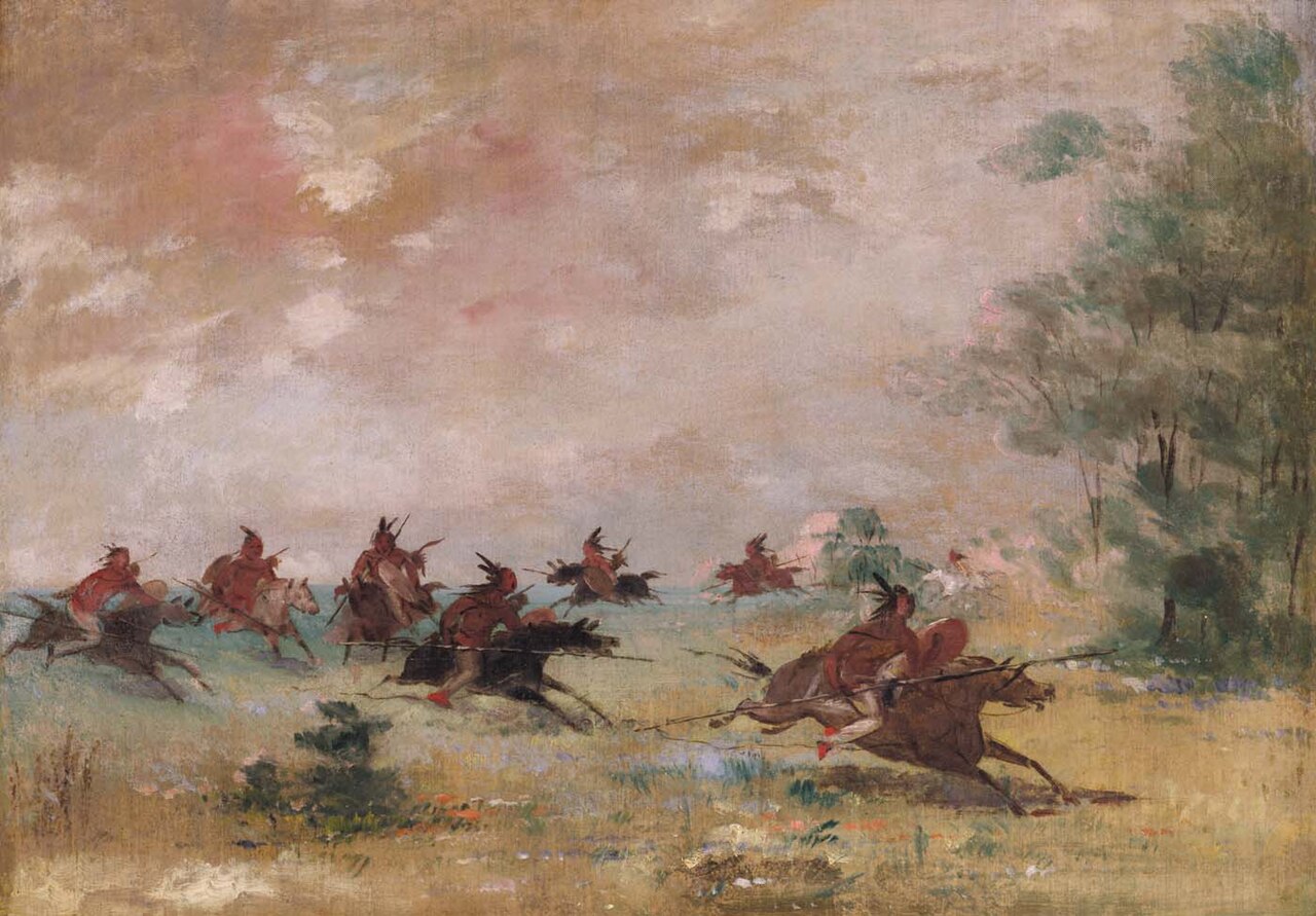 Comanche War Party, Mounted on Wild Horses — George Catlin, 1834