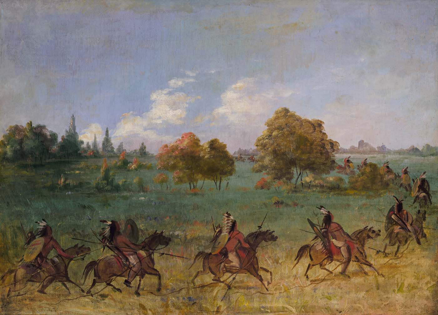 Comanche War Party on the March, Fully Equipped — George Catlin